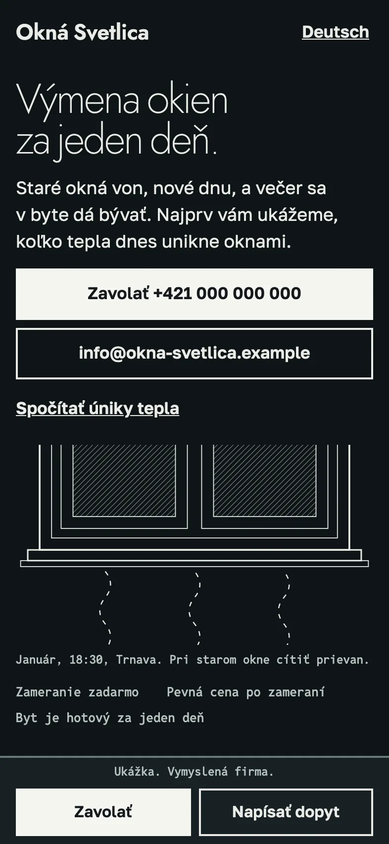Okná Svetlica. Window replacement. The view on a phone.